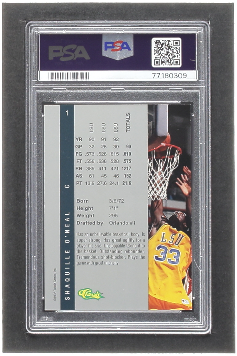 Shaquille O'Neal 1992 Classic Four Sport #1 RC (PSA 8) at PristineAuction.com Shaquille O'Neal 1992 Classic Four Sport #1 RC (PSA 8) at PristineAuction.com