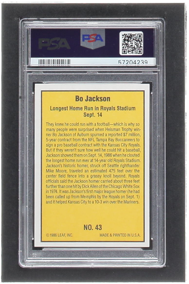 Bo Jackson 1986 Donruss Highlights #43 RC (PSA 10) at PristineAuction.com Bo Jackson 1986 Donruss Highlights #43 RC (PSA 10) at PristineAuction.com