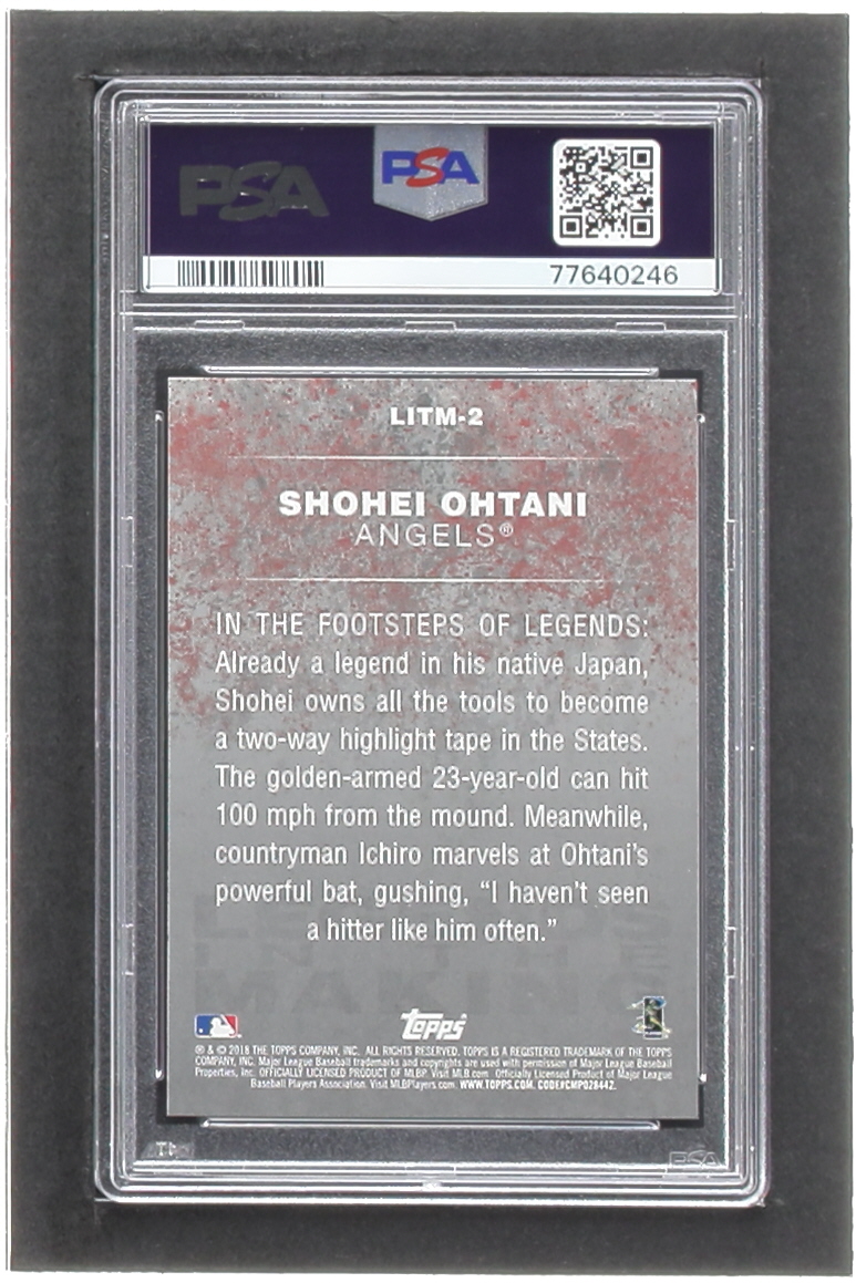 Shohei Ohtani 2018 Topps Legends in the Making Series 2 Blue #LITM2 RC (PSA 10) at PristineAuction.com Shohei Ohtani 2018 Topps Legends in the Making Series 2 Blue #LITM2 RC (PSA 10) at PristineAuction.com