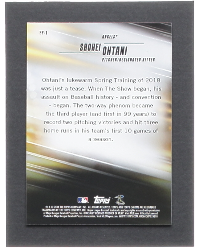 Shohei Ohtani 2018 Topps Chrome Freshman Flash Refractors #FF1 RC at PristineAuction.com Shohei Ohtani 2018 Topps Chrome Freshman Flash Refractors #FF1 RC at PristineAuction.com
