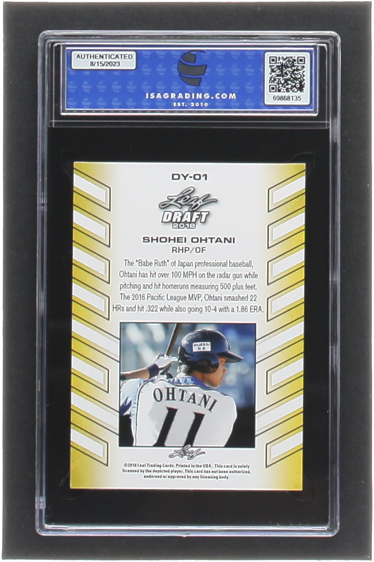 Shohei Ohtani 2018 Leaf Ohtani Draft Year #DY01 (ISA 10) at PristineAuction.com Shohei Ohtani 2018 Leaf Ohtani Draft Year #DY01 (ISA 10) at PristineAuction.com