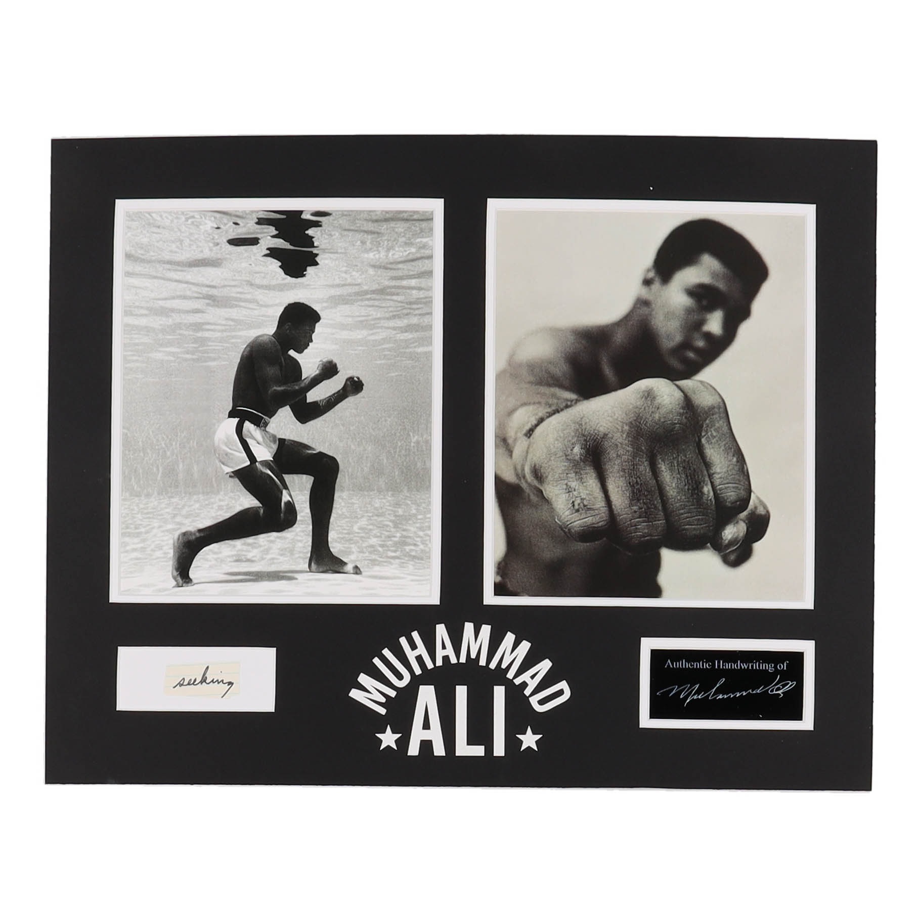 Muhammad Ali Custom Matted Display with Original Handwriting from Ali (JSA) at PristineAuction.com Muhammad Ali Custom Matted Display with Original Handwriting from Ali (JSA) at PristineAuction.com
