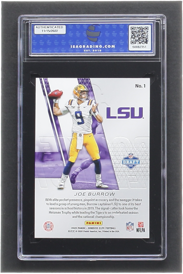 Joe Burrow 2020 Elite Rookie Elitist #1 RC (ISA 10) at PristineAuction.com Joe Burrow 2020 Elite Rookie Elitist #1 RC (ISA 10) at PristineAuction.com