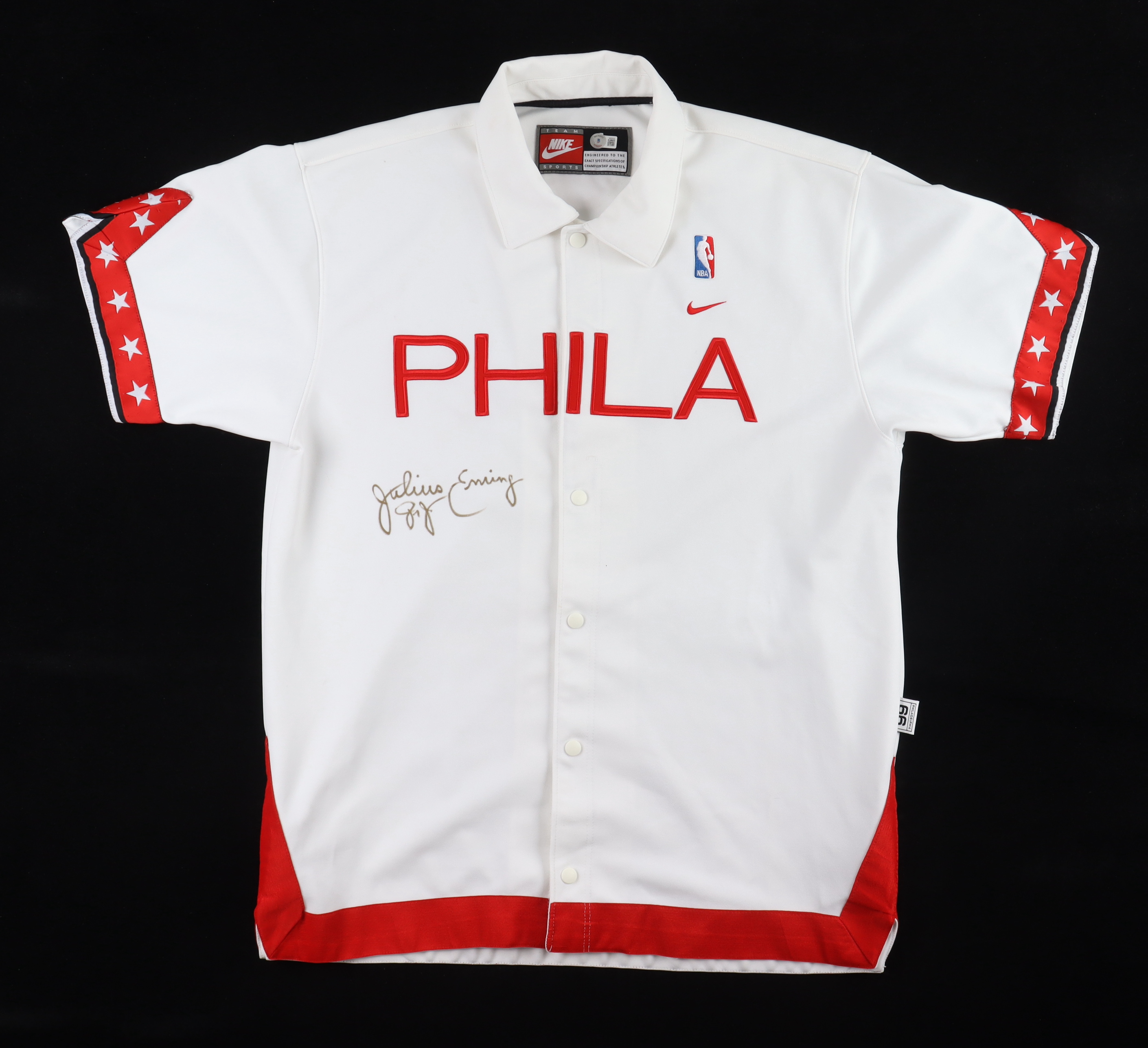 Julius "Dr. J" Erving Signed 76ers Warm-Up Jersey (Beckett) at PristineAuction.com Julius "Dr. J" Erving Signed 76ers Warm-Up Jersey (Beckett) at PristineAuction.com