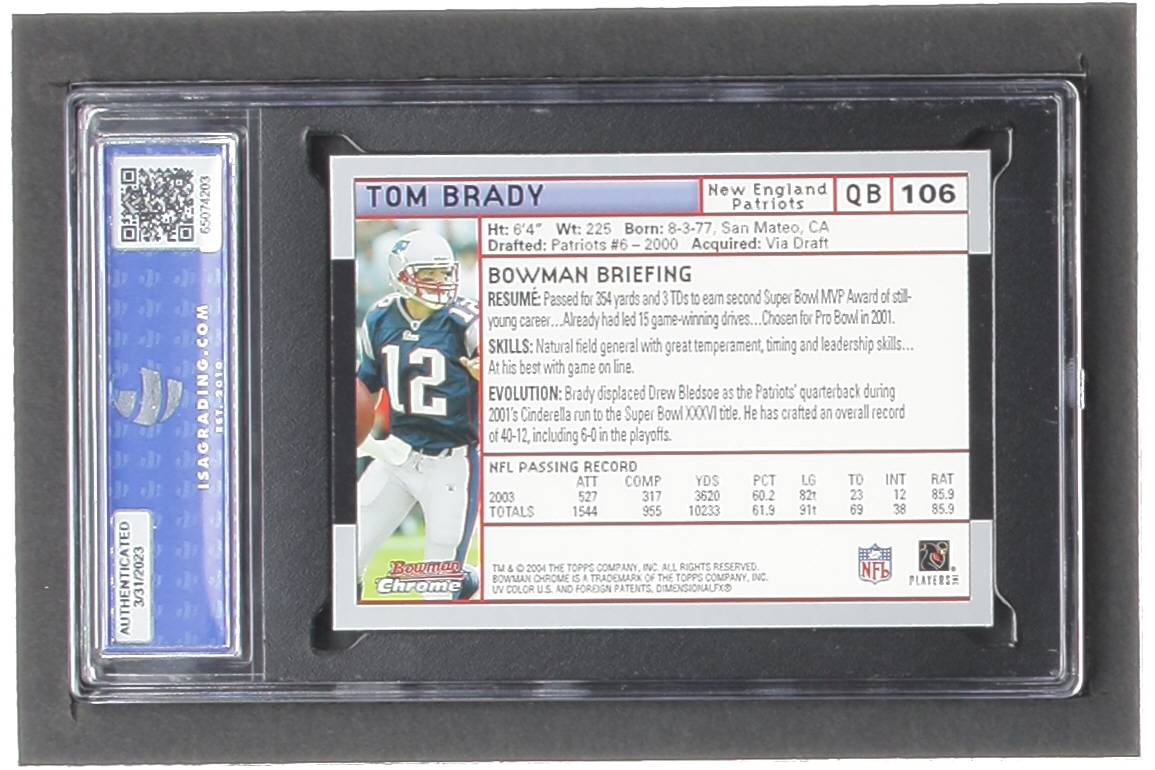 Tom Brady 2004 Bowman Chrome #106 (ISA 9) at PristineAuction.com Tom Brady 2004 Bowman Chrome #106 (ISA 9) at PristineAuction.com