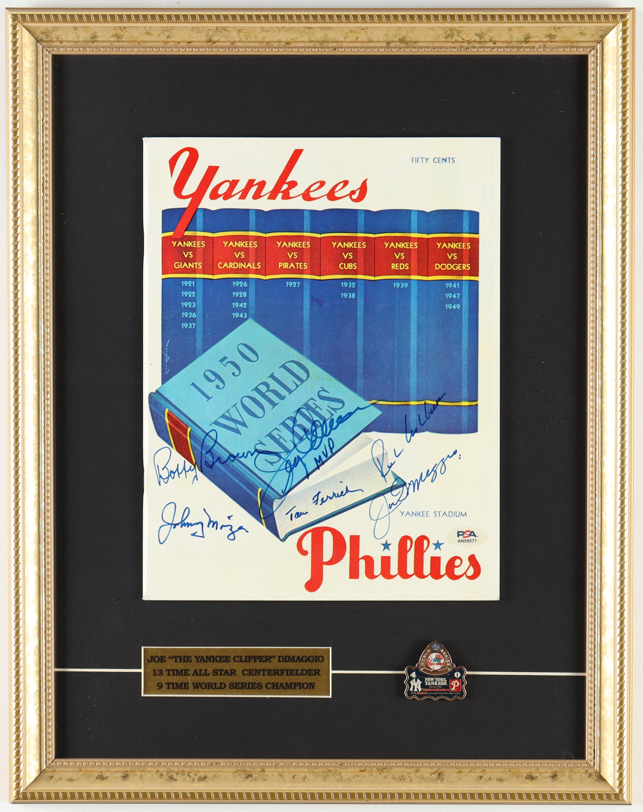 1950 World Series Program Custom Framed Display with 1950 World Series ...