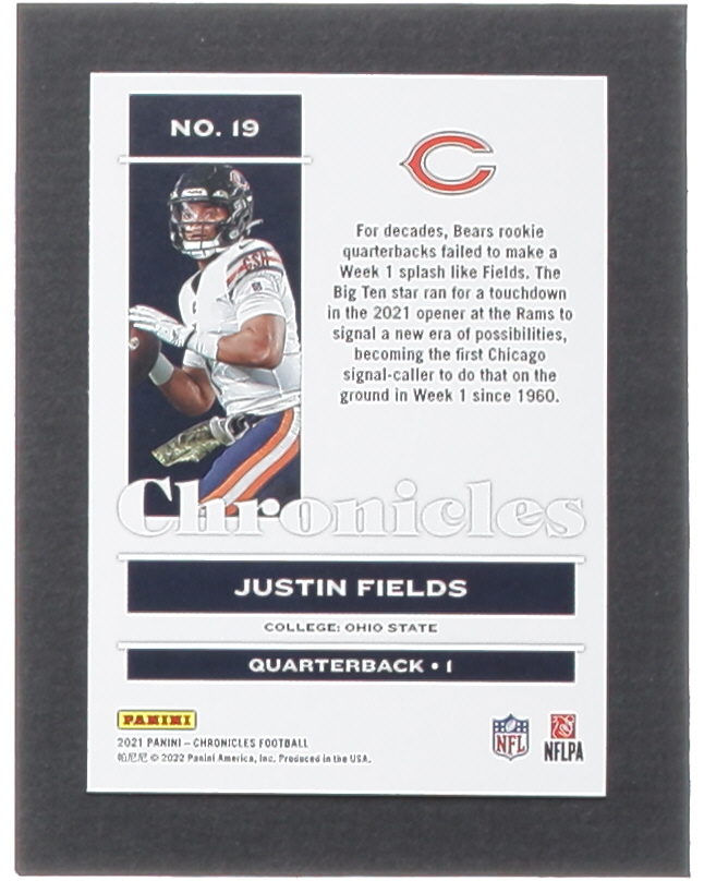 Justin Fields 2021 Panini Chronicles #19 RC at PristineAuction.com Justin Fields 2021 Panini Chronicles #19 RC at PristineAuction.com