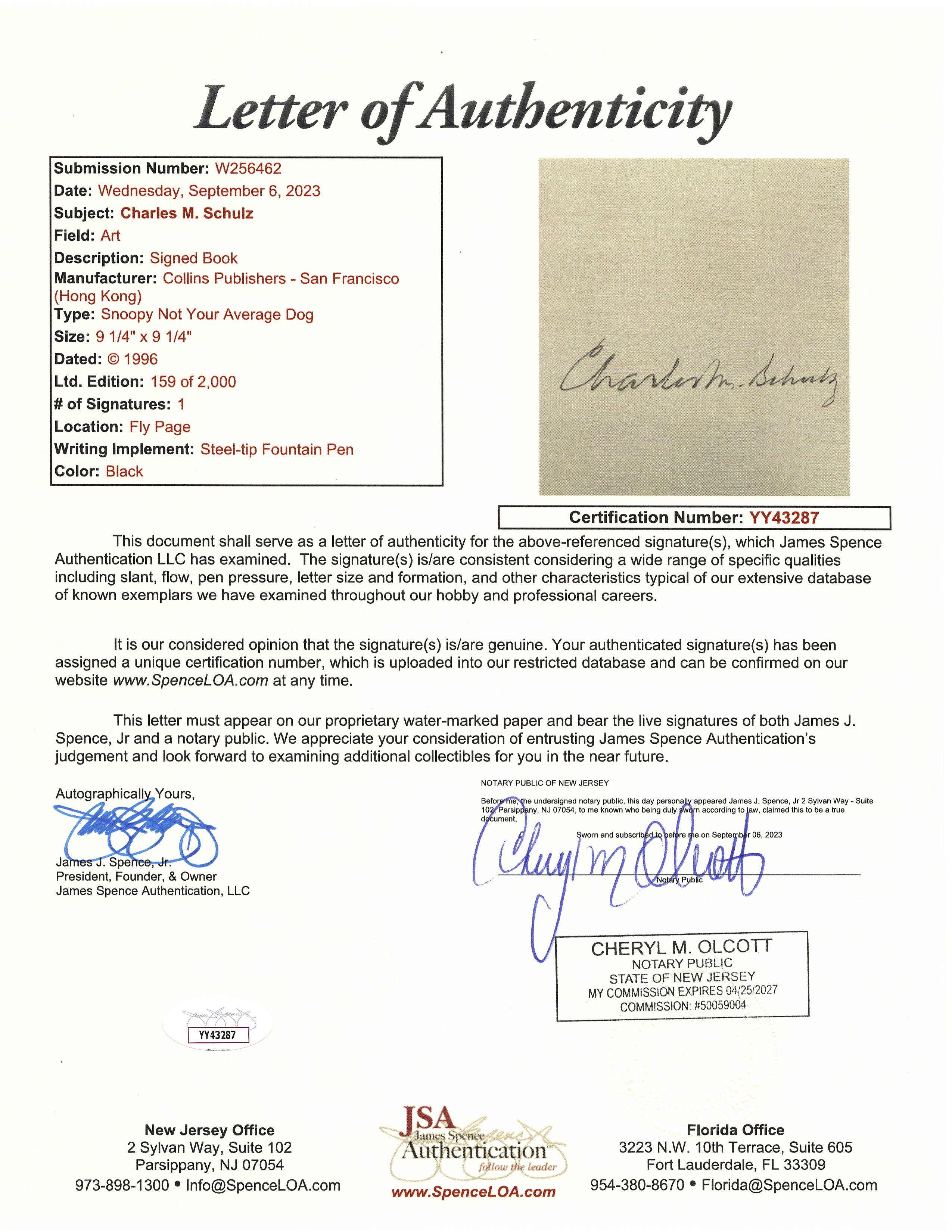 Charles Schulz Signed LE "Snoopy Not Your Average Dog" Hardcover Book (JSA) at PristineAuction.com Charles Schulz Signed LE "Snoopy Not Your Average Dog" Hardcover Book (JSA) at PristineAuction.com