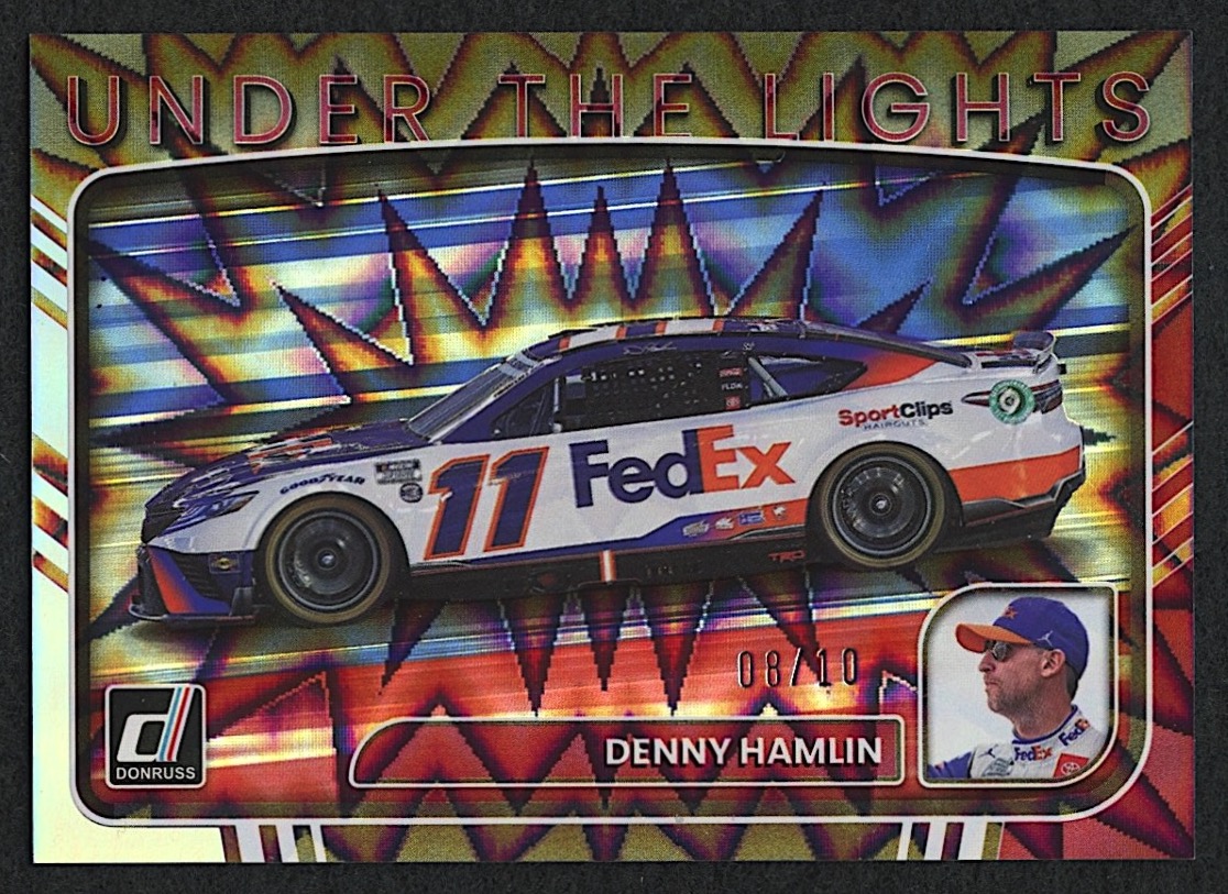 Denny Hamlin 2023 Donruss Under the Lights #10 Xplosion #08/10 at PristineAuction.com Denny Hamlin 2023 Donruss Under the Lights #10 Xplosion #08/10 at PristineAuction.com