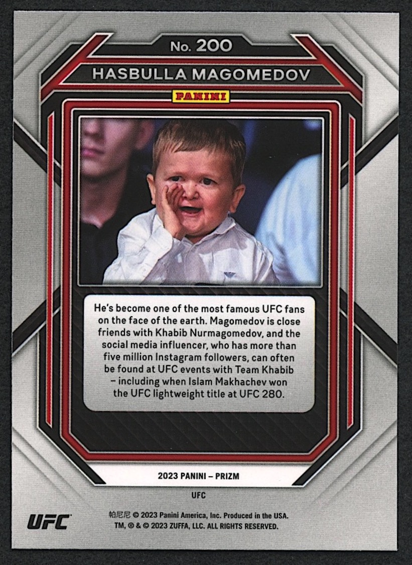 Hasbulla Magomedov 2023 Panini Prizm UFC #200 RC at PristineAuction.com Hasbulla Magomedov 2023 Panini Prizm UFC #200 RC at PristineAuction.com