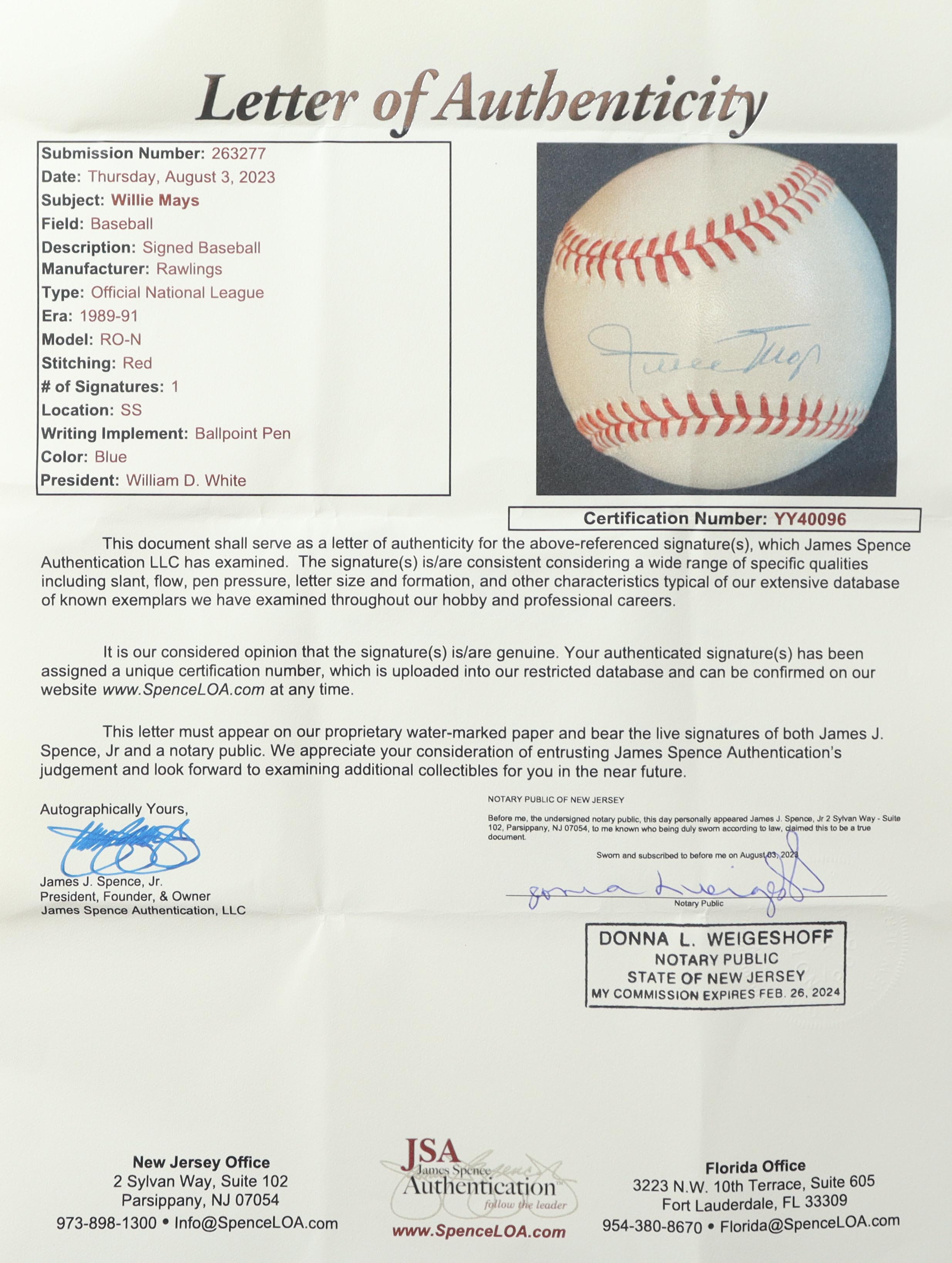 Willie Mays Signed ONL Baseball with Cherry Wood Display Case (JSA) at PristineAuction.com Willie Mays Signed ONL Baseball with Cherry Wood Display Case (JSA) at PristineAuction.com