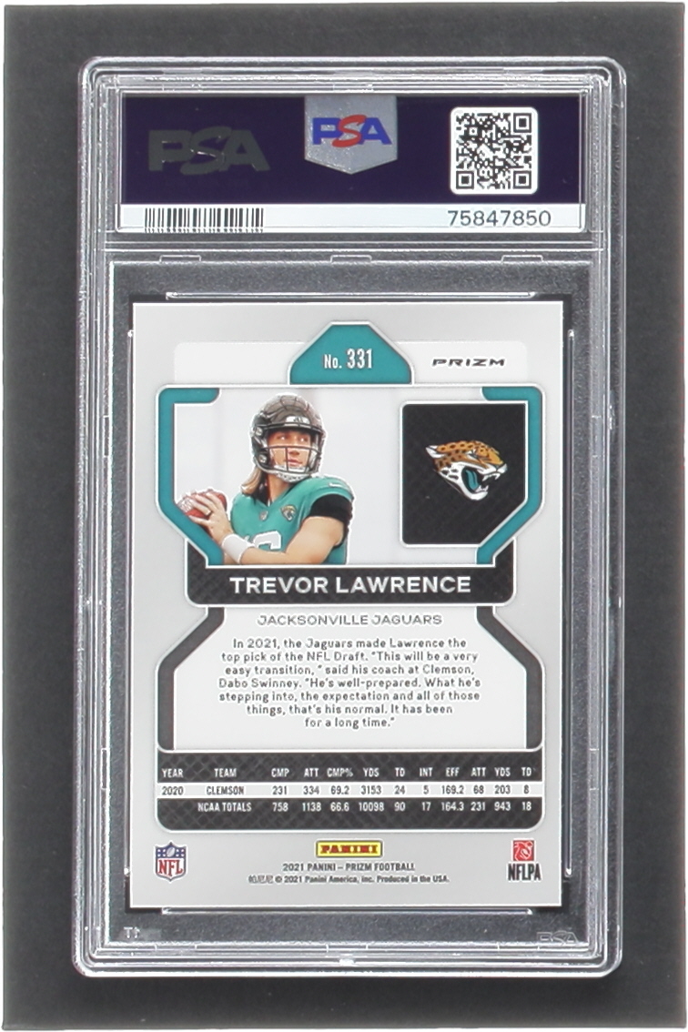 Trevor Lawrence 2021 Panini Prizm Prizms Lazer #331 RC (PSA 9) at PristineAuction.com Trevor Lawrence 2021 Panini Prizm Prizms Lazer #331 RC (PSA 9) at PristineAuction.com