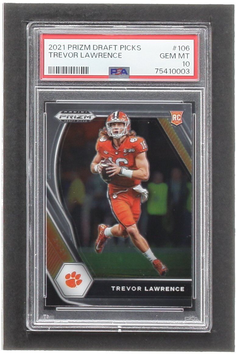 Trevor Lawrence 2021 Panini Prizm Draft Picks #106 RC (PSA 10) at PristineAuction.com Trevor Lawrence 2021 Panini Prizm Draft Picks #106 RC (PSA 10) at PristineAuction.com
