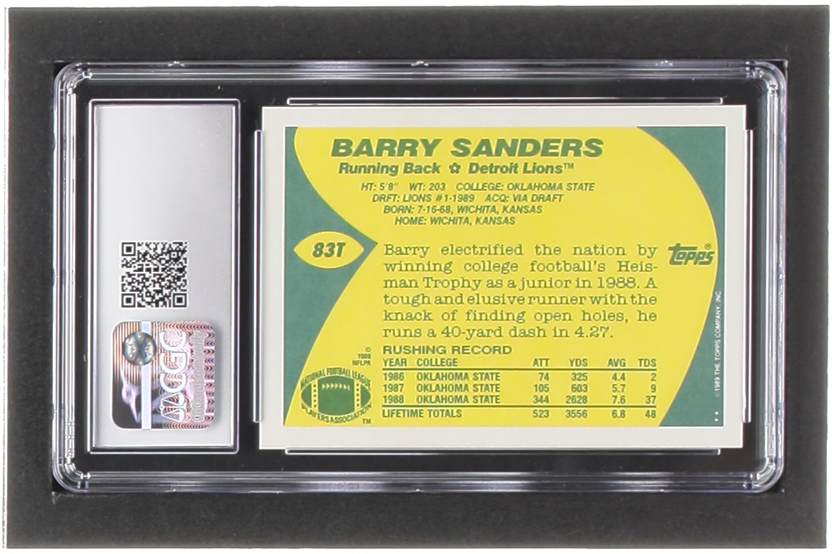 Barry Sanders 1989 Topps Traded #83T RC (CGC 9.5) at PristineAuction.com Barry Sanders 1989 Topps Traded #83T RC (CGC 9.5) at PristineAuction.com