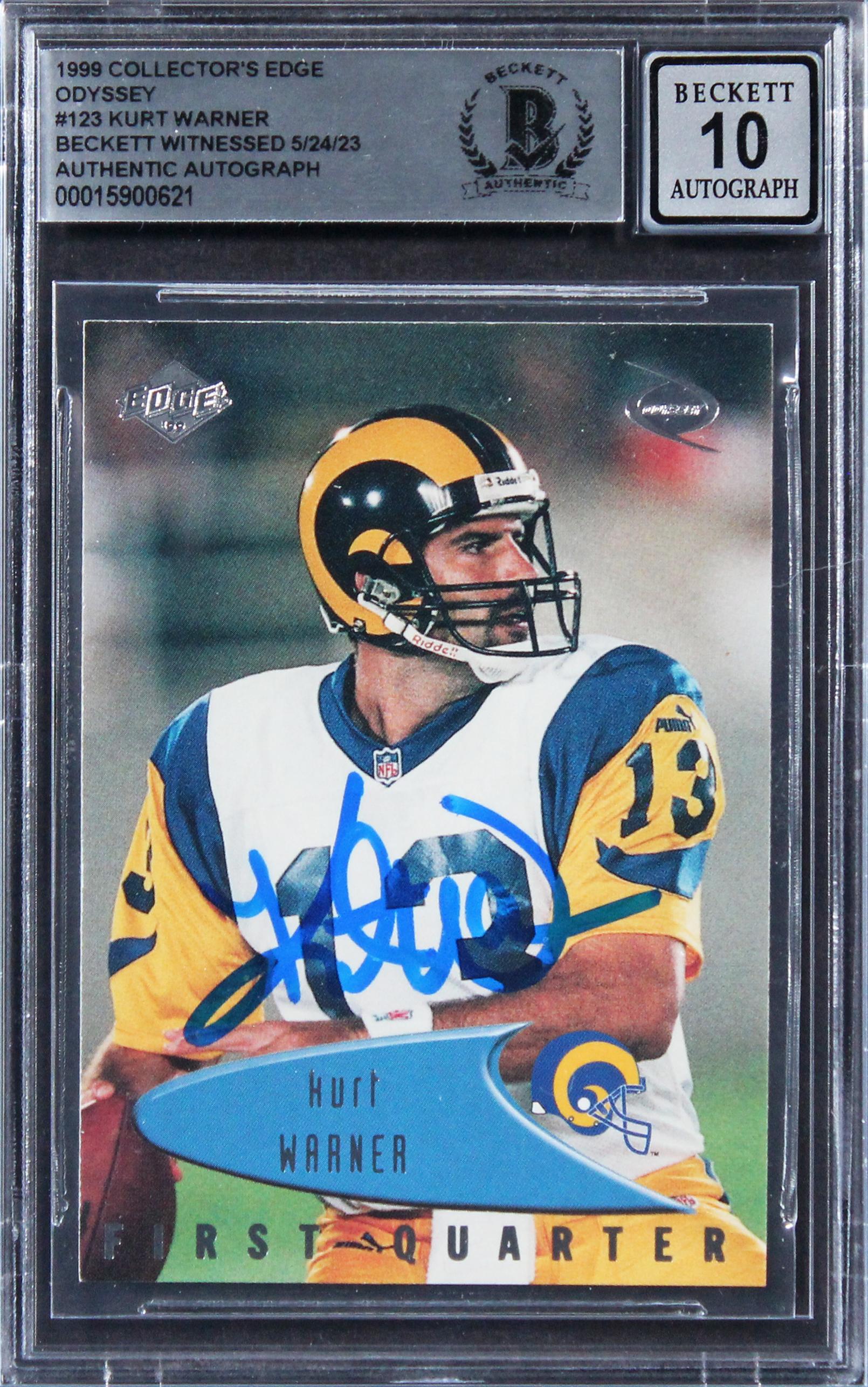 Kurt Warner Signed 1999 Collector's Edge Odyssey #123 RC (BGS | Autograph Graded 10) at PristineAuction.com Kurt Warner Signed 1999 Collector's Edge Odyssey #123 RC (BGS | Autograph Graded 10) at PristineAuction.com