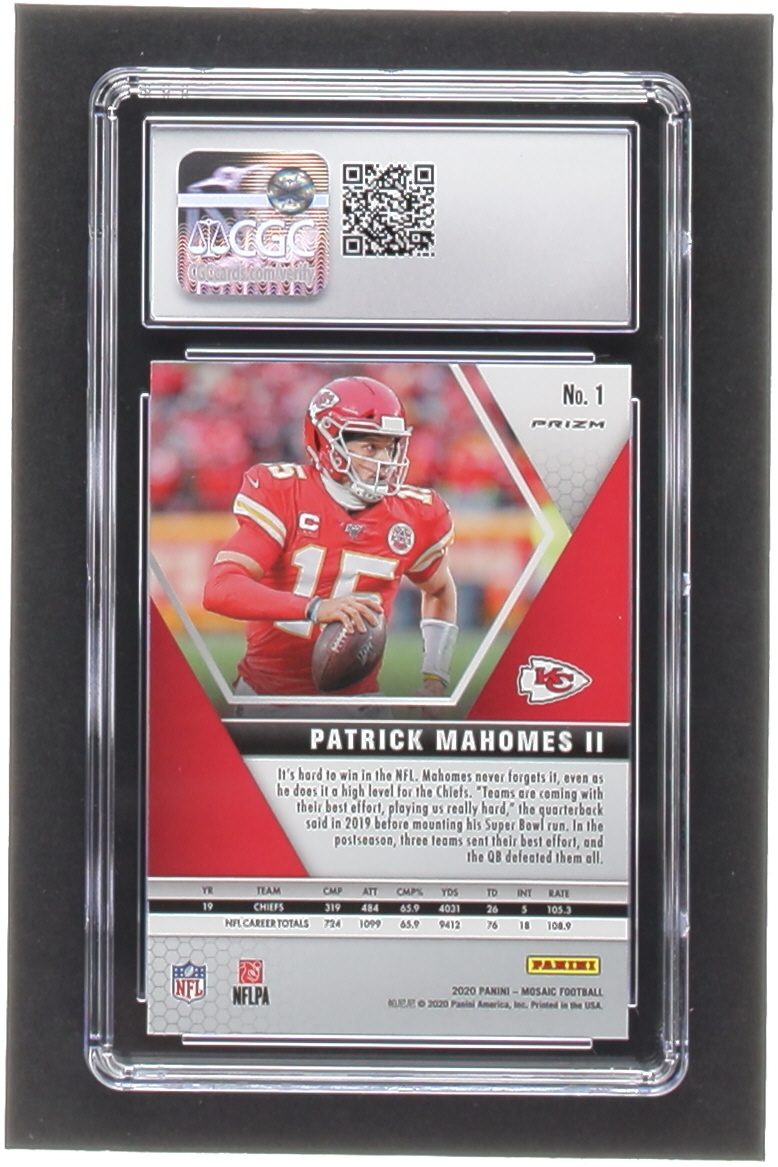 Patrick Mahomes II 2020 Panini Mosaic Mosaic Camo Pink #297 MVP (CGC 10) at PristineAuction.com Patrick Mahomes II 2020 Panini Mosaic Mosaic Camo Pink #297 MVP (CGC 10) at PristineAuction.com