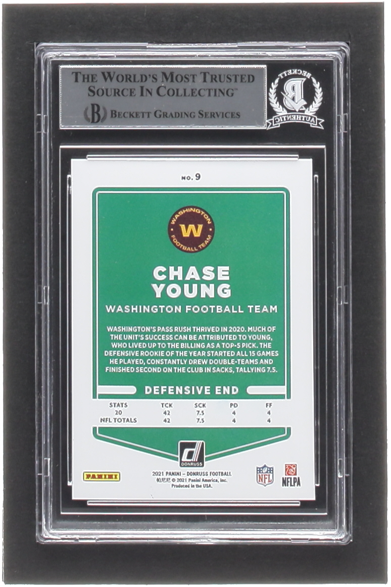 Chase Young 2021 Donruss Press Proof Premium #9B VAR RC (BGS) at PristineAuction.com Chase Young 2021 Donruss Press Proof Premium #9B VAR RC (BGS) at PristineAuction.com