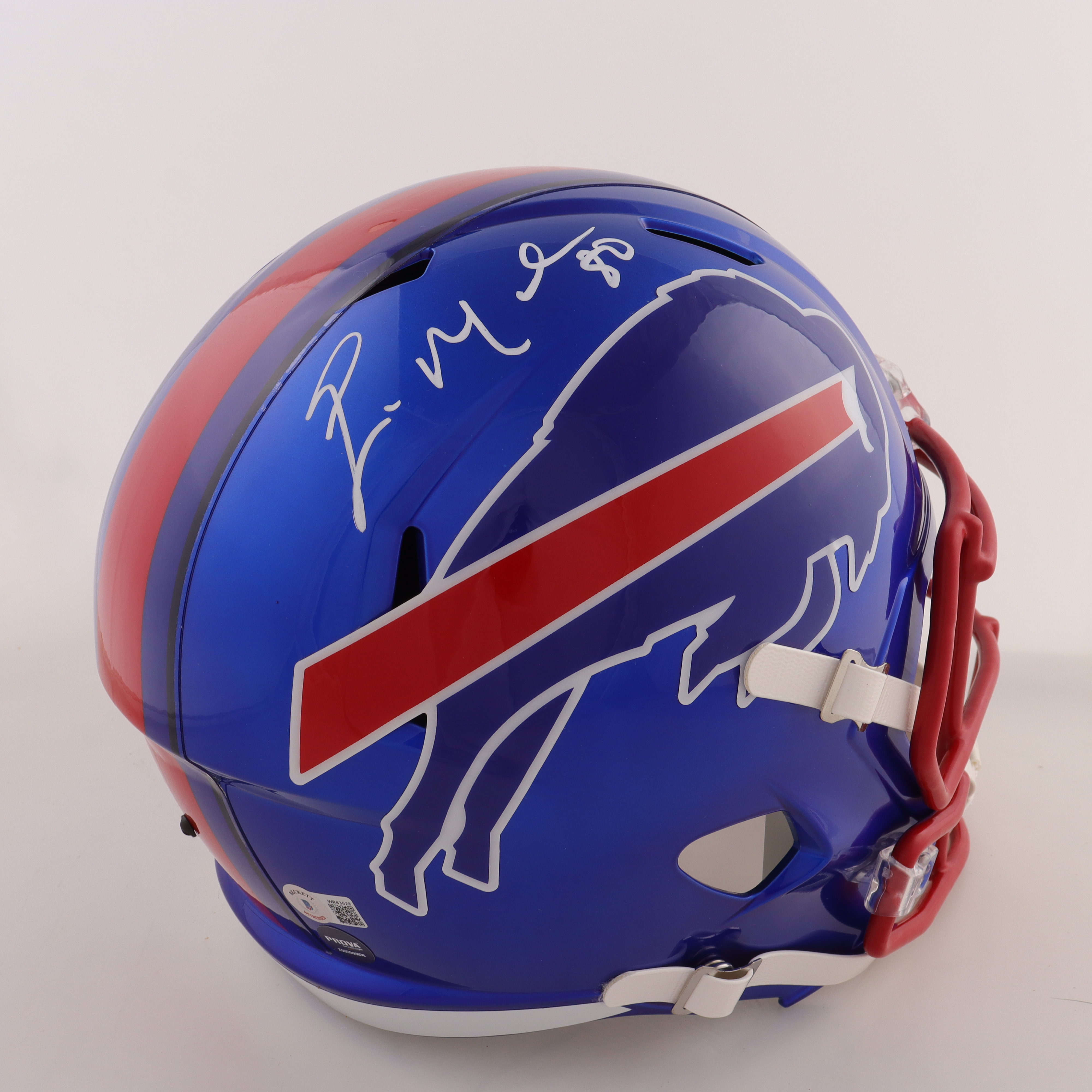 Eric Moulds Signed Bills Flash Alternate Full-Size Speed Helmet (Beckett & Prova) at PristineAuction.com Eric Moulds Signed Bills Flash Alternate Full-Size Speed Helmet (Beckett & Prova) at PristineAuction.com