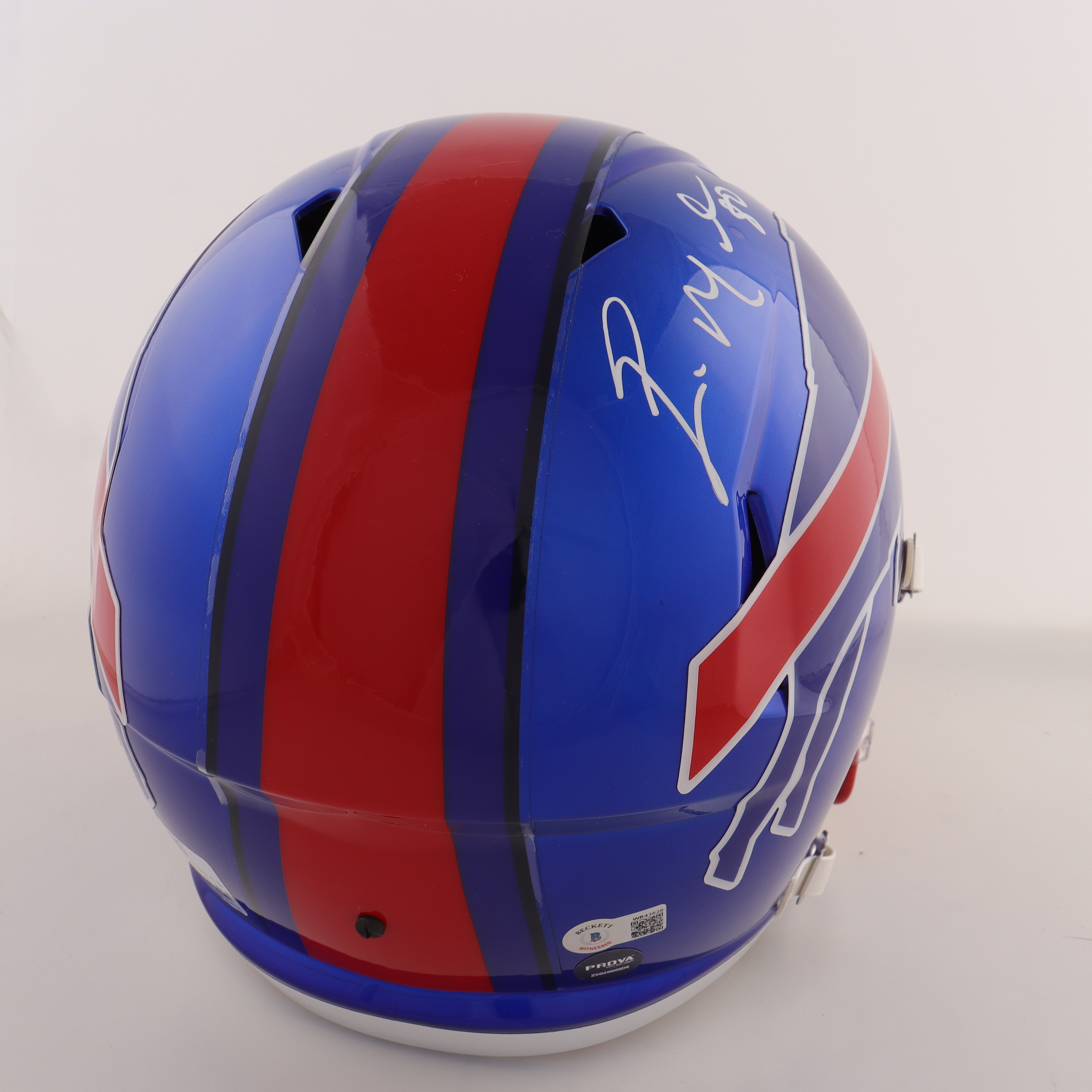 Eric Moulds Signed Bills Flash Alternate Full-Size Speed Helmet (Beckett & Prova) at PristineAuction.com Eric Moulds Signed Bills Flash Alternate Full-Size Speed Helmet (Beckett & Prova) at PristineAuction.com
