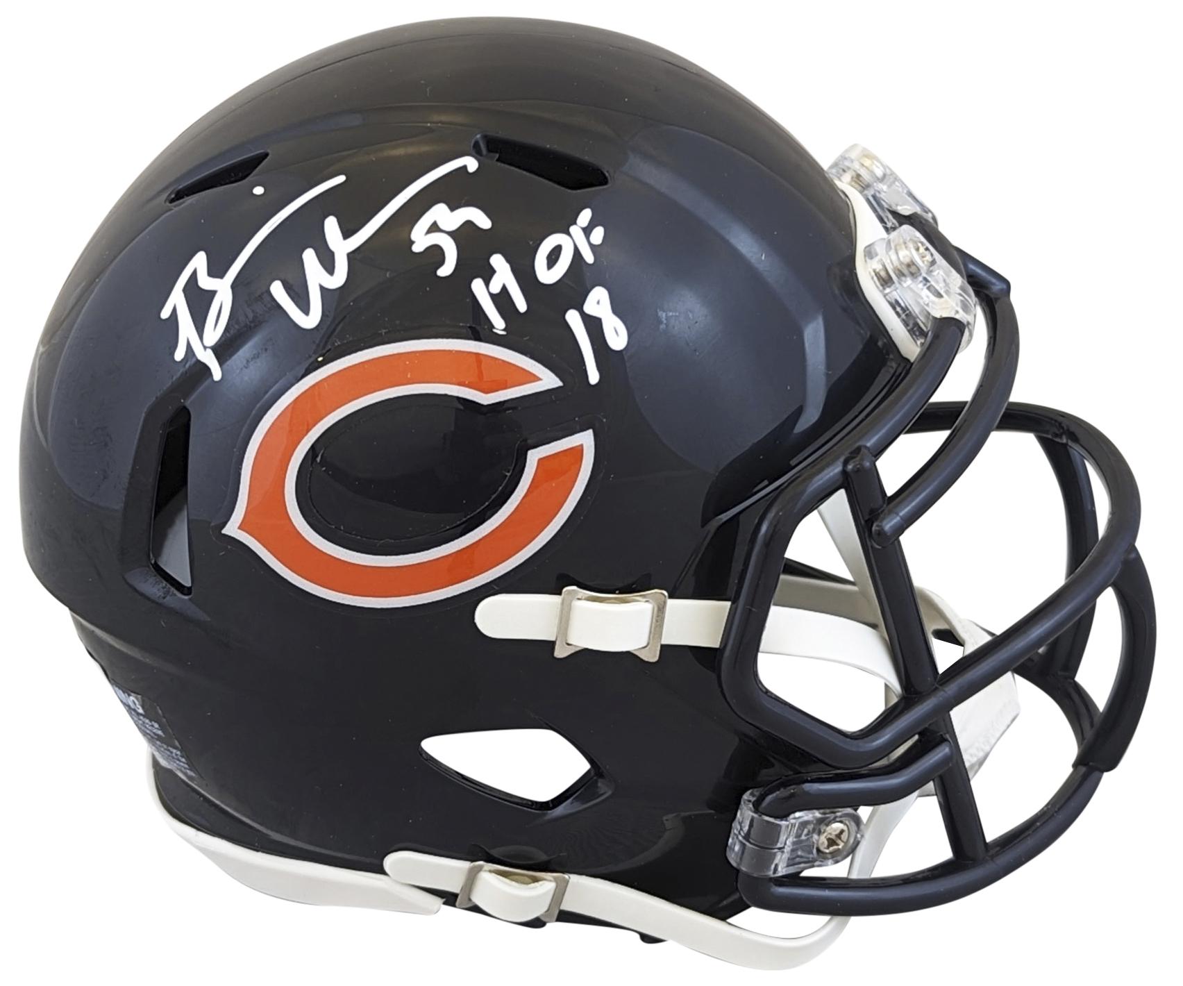 Brian Urlacher Signed Bears Speed Mini Helmet Inscribed "HOF 18" (Beckett & Prova) at PristineAuction.com Brian Urlacher Signed Bears Speed Mini Helmet Inscribed "HOF 18" (Beckett & Prova) at PristineAuction.com
