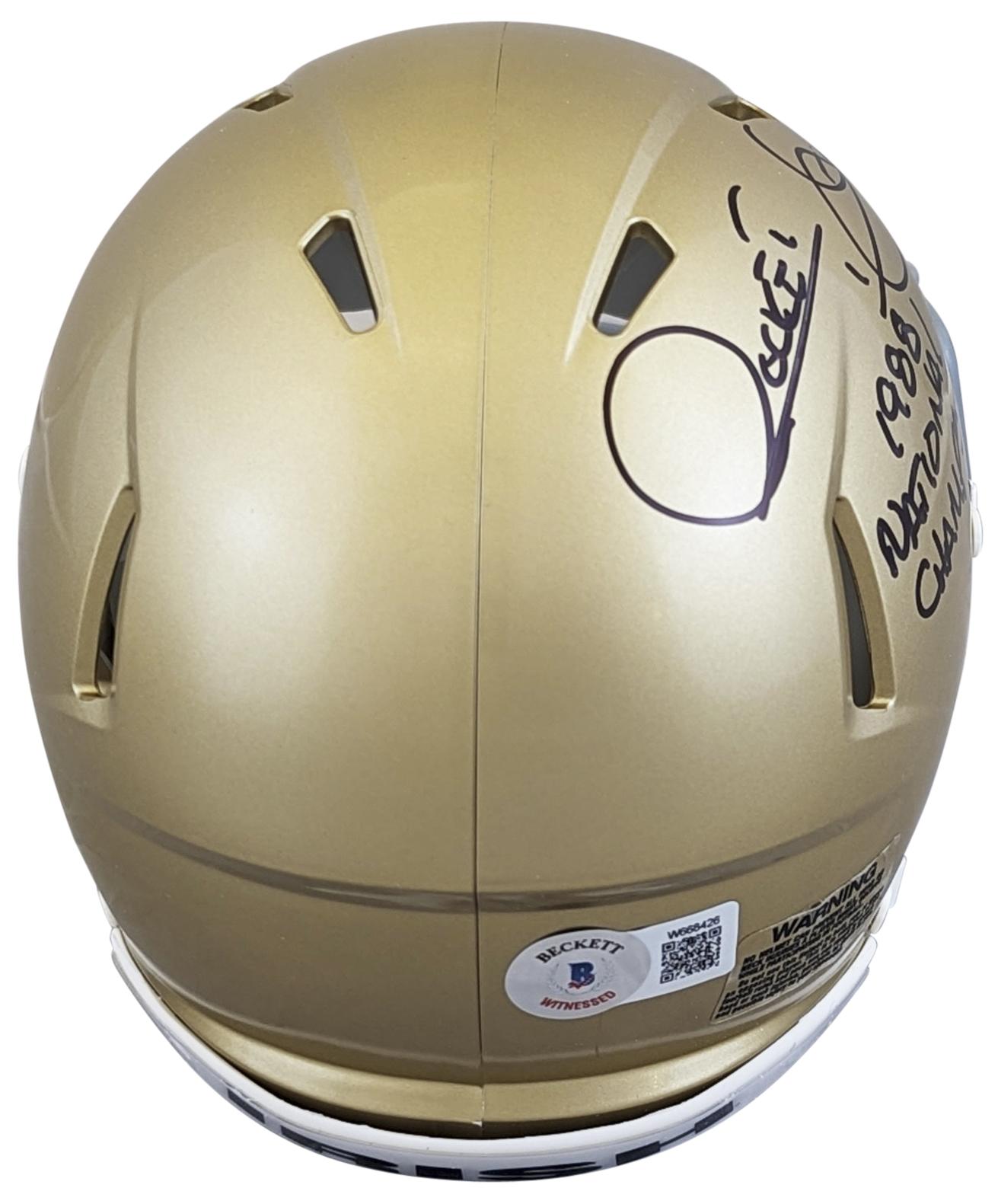 Raghib "Rocket" Ismail Signed Notre Dame Fighting Irish Speed Mini Helmet Inscribed "1988 National Champs" (Beckett) at PristineAuction.com Raghib "Rocket" Ismail Signed Notre Dame Fighting Irish Speed Mini Helmet Inscribed "1988 National Champs" (Beckett) at PristineAuction.com