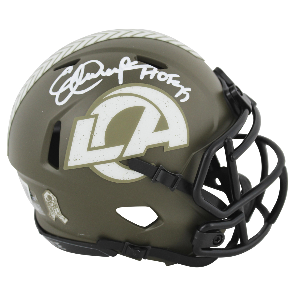 Eric Dickerson Signed Rams Salute to Service Alternate Speed Mini Helmet Inscribed "HOF 99" (Beckett) at PristineAuction.com