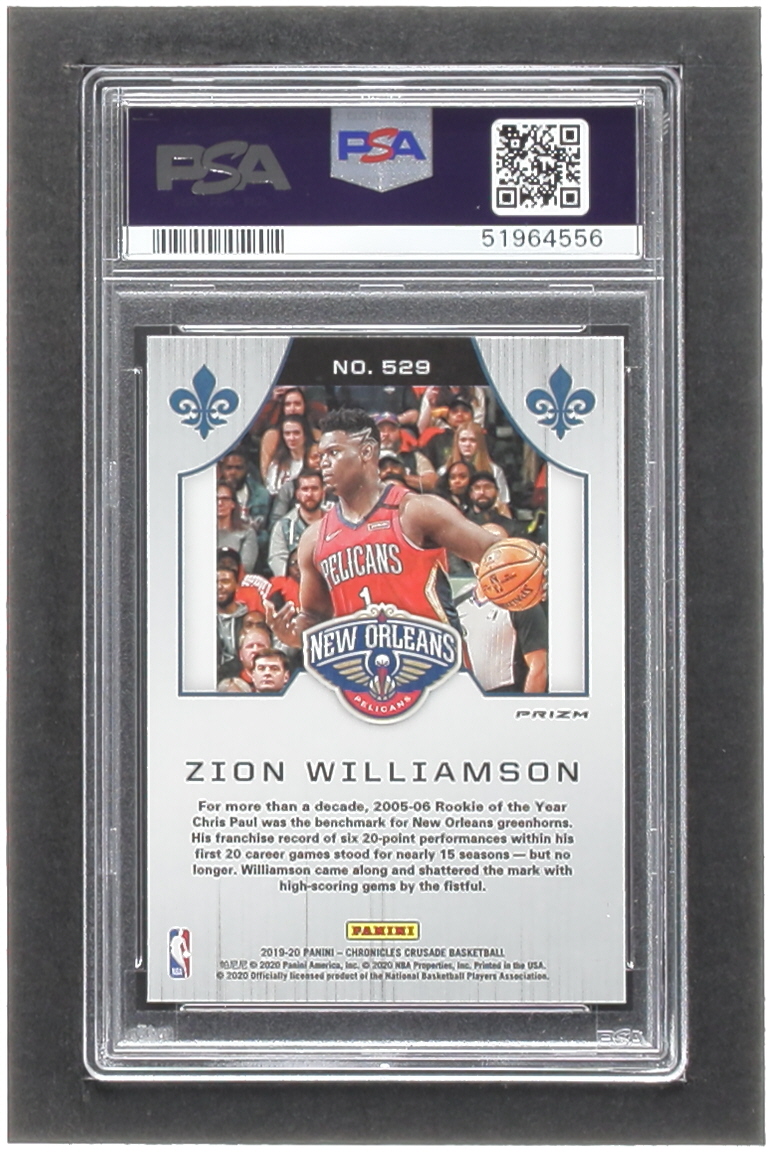 Zion Williamson 2019-20 Panini Chronicles Pink #529 Crusade RC (PSA 10) at PristineAuction.com Zion Williamson 2019-20 Panini Chronicles Pink #529 Crusade RC (PSA 10) at PristineAuction.com