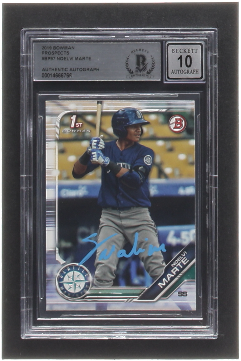 Noelvi Marte Signed 2019 Bowman Prospects #BP97 RC (BGS | Auto 10) at PristineAuction.com Noelvi Marte Signed 2019 Bowman Prospects #BP97 RC (BGS | Auto 10) at PristineAuction.com