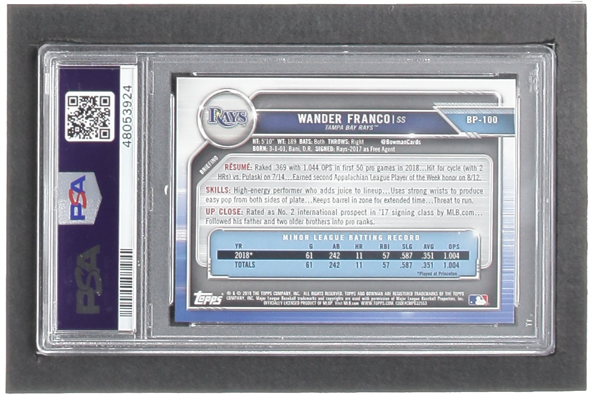 Wander Franco 2019 Bowman Prospects #BP100 RC (PSA 10) at PristineAuction.com Wander Franco 2019 Bowman Prospects #BP100 RC (PSA 10) at PristineAuction.com