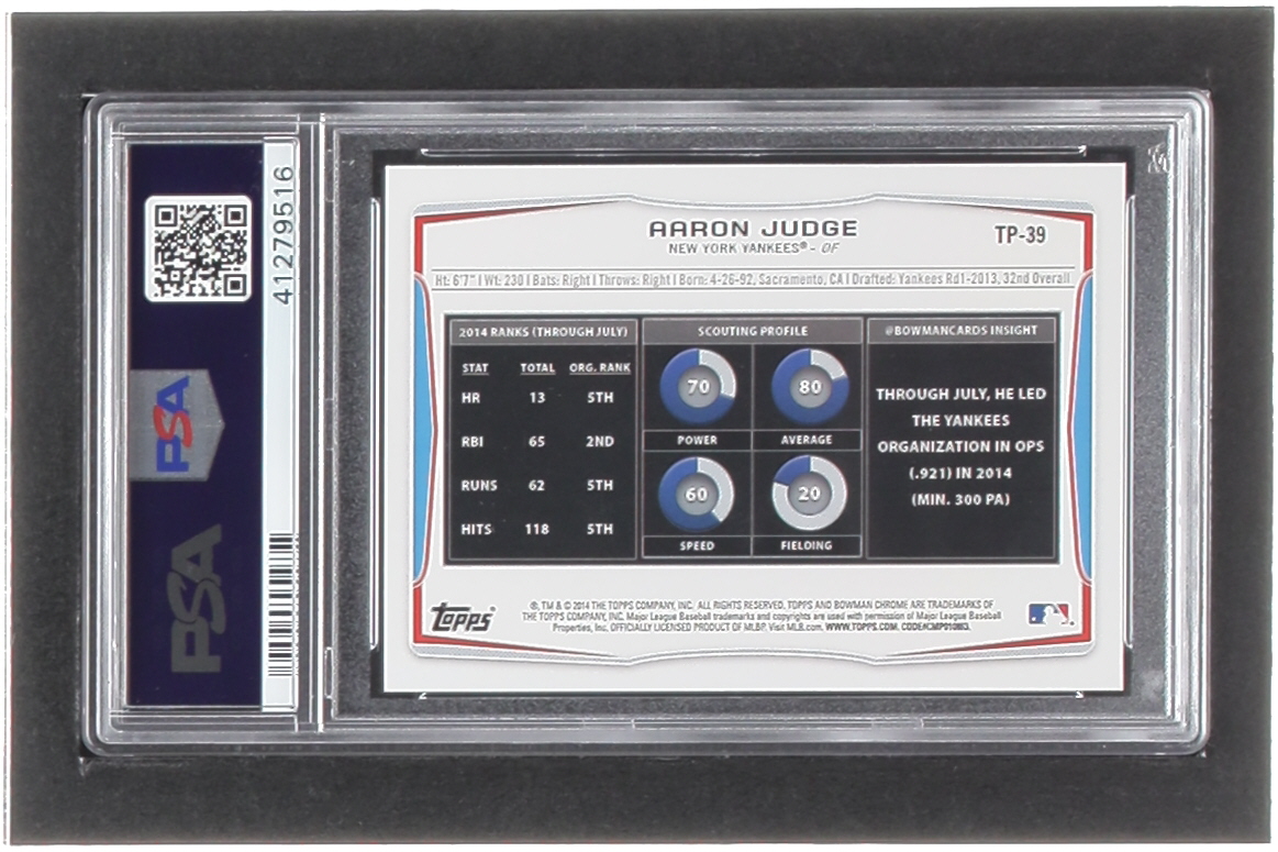 Aaron Judge 2014 Bowman Draft Top Prospects #TP39 RC (PSA 10) at PristineAuction.com Aaron Judge 2014 Bowman Draft Top Prospects #TP39 RC (PSA 10) at PristineAuction.com