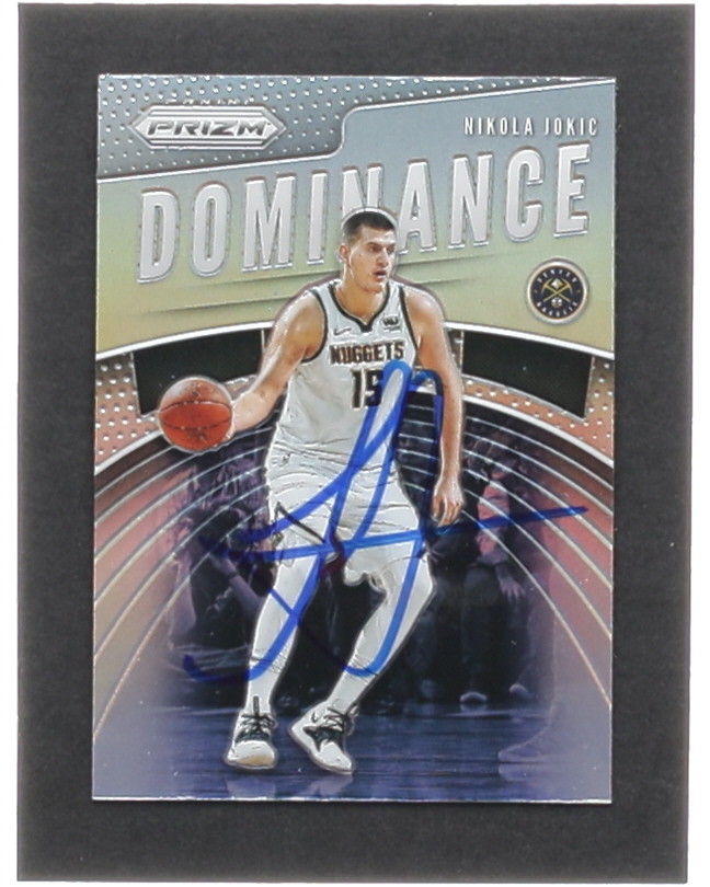 Nikola Jokic Signed 2019-20 Panini Prizm Dominance Prizms Silver #21 (Jokic) at PristineAuction.com Nikola Jokic Signed 2019-20 Panini Prizm Dominance Prizms Silver #21 (Jokic) at PristineAuction.com