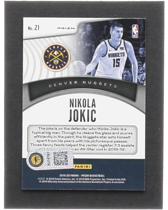 Nikola Jokic Signed 2019-20 Panini Prizm Dominance Prizms Silver #21 (Jokic) at PristineAuction.com Nikola Jokic Signed 2019-20 Panini Prizm Dominance Prizms Silver #21 (Jokic) at PristineAuction.com