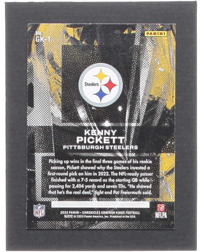 Kenny Pickett 2022 Panini Chronicles Gridiron Kings #1 RC at PristineAuction.com Kenny Pickett 2022 Panini Chronicles Gridiron Kings #1 RC at PristineAuction.com