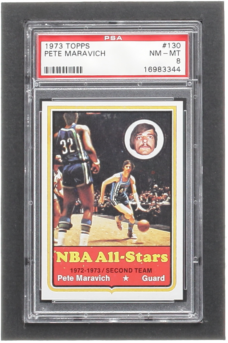 Pete Maravich 1973-74 Topps #130 AS1 (PSA 8) at PristineAuction.com Pete Maravich 1973-74 Topps #130 AS1 (PSA 8) at PristineAuction.com