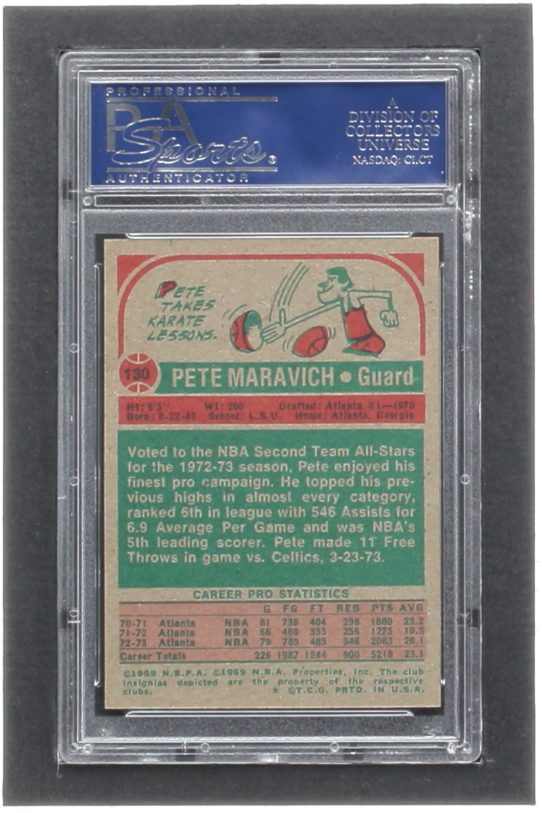 Pete Maravich 1973-74 Topps #130 AS1 (PSA 8) at PristineAuction.com Pete Maravich 1973-74 Topps #130 AS1 (PSA 8) at PristineAuction.com
