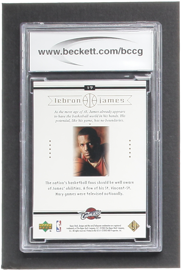 LeBron James 2003 Upper Deck LeBron James Box Set #17 On the Air RC (BCCG 10) at PristineAuction.com LeBron James 2003 Upper Deck LeBron James Box Set #17 On the Air RC (BCCG 10) at PristineAuction.com