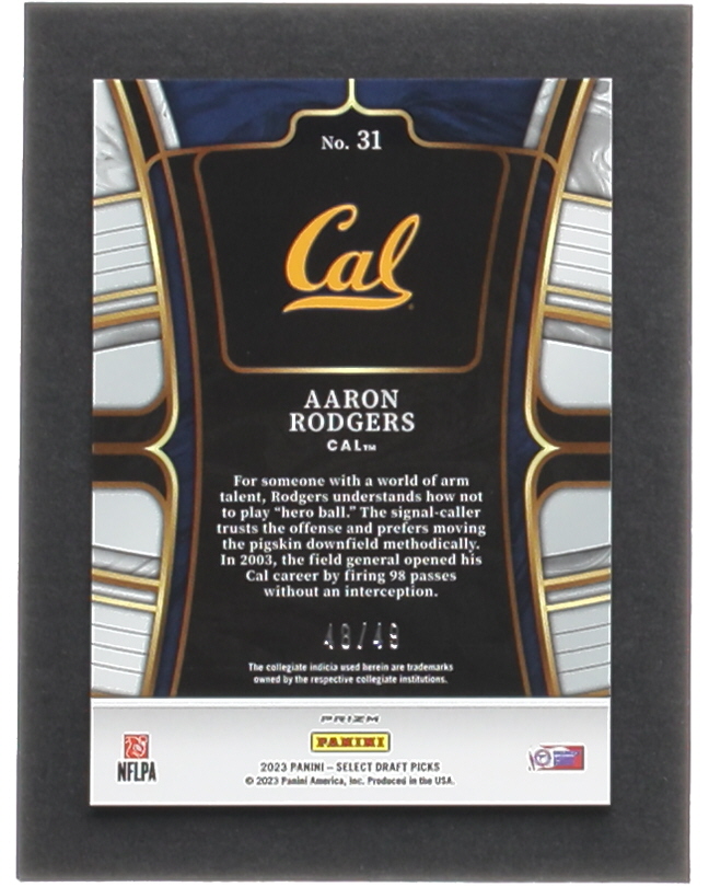 Aaron Rodgers 2023 Select Draft Picks Prizms Neon Orange #31 #48/49 at PristineAuction.com Aaron Rodgers 2023 Select Draft Picks Prizms Neon Orange #31 #48/49 at PristineAuction.com