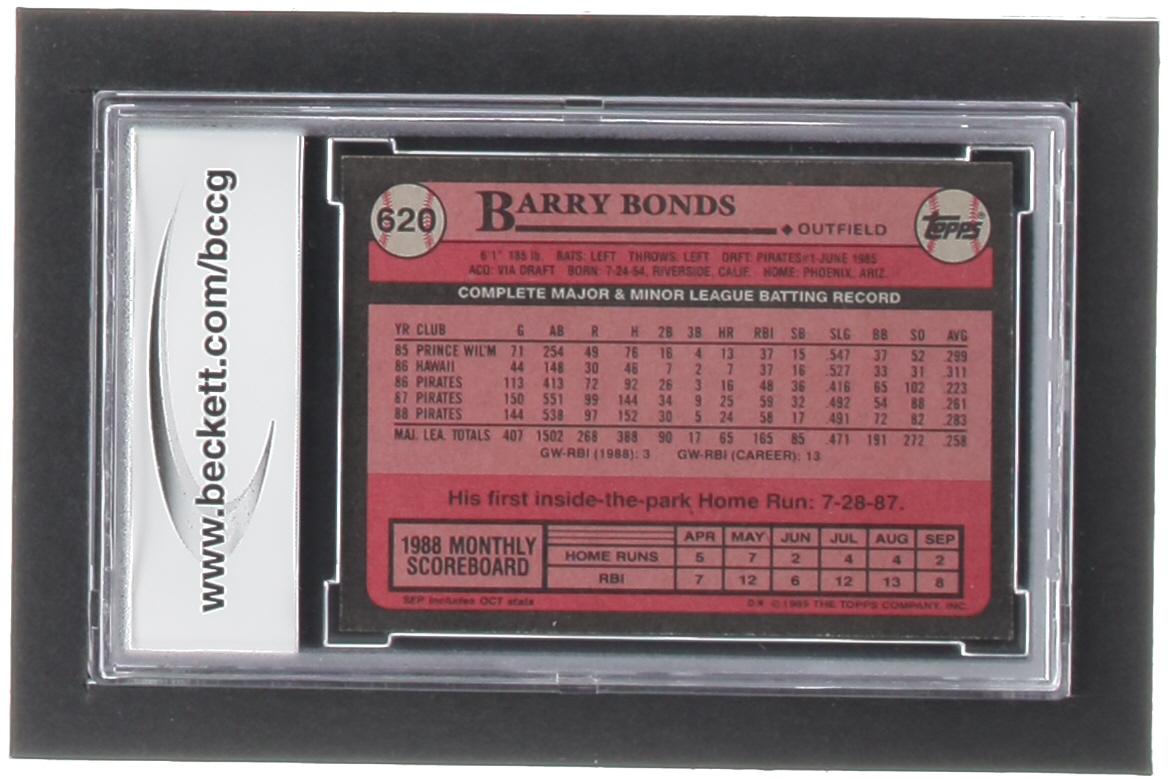 Barry Bonds 1989 Topps #620 (BCCG 10) at PristineAuction.com Barry Bonds 1989 Topps #620 (BCCG 10) at PristineAuction.com