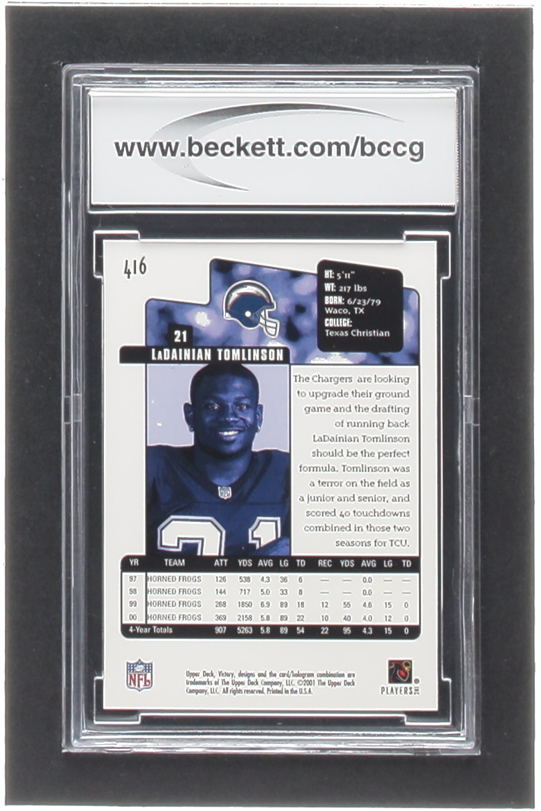 LaDainian Tomlinson 2001 Upper Deck Victory #416 RC (BCCG 10) at PristineAuction.com LaDainian Tomlinson 2001 Upper Deck Victory #416 RC (BCCG 10) at PristineAuction.com