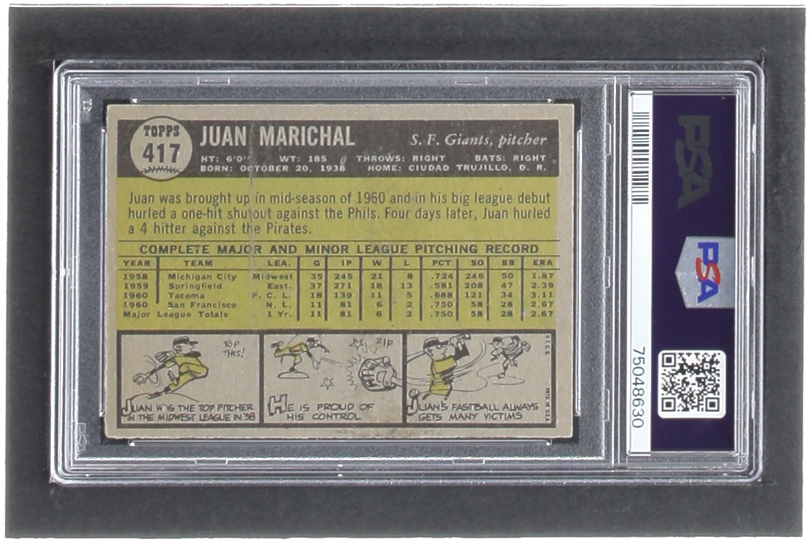 Juan Marichal 1961 Topps #417 SP RC (PSA 5) at PristineAuction.com Juan Marichal 1961 Topps #417 SP RC (PSA 5) at PristineAuction.com