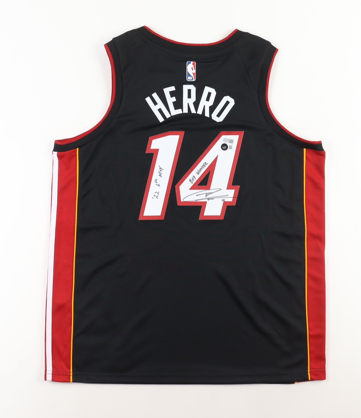Tyler Herro Signed Heat Jersey Inscribed "Boy Wonder" & "22 6th MOY" (USA SM & Beckett) at PristineAuction.com Tyler Herro Signed Heat Jersey Inscribed "Boy Wonder" & "22 6th MOY" (USA SM & Beckett) at PristineAuction.com