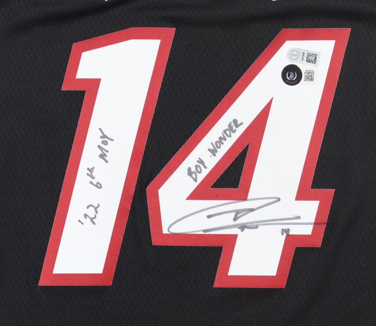Tyler Herro Signed Heat Jersey Inscribed "Boy Wonder" & "22 6th MOY" (USA SM & Beckett) at PristineAuction.com Tyler Herro Signed Heat Jersey Inscribed "Boy Wonder" & "22 6th MOY" (USA SM & Beckett) at PristineAuction.com