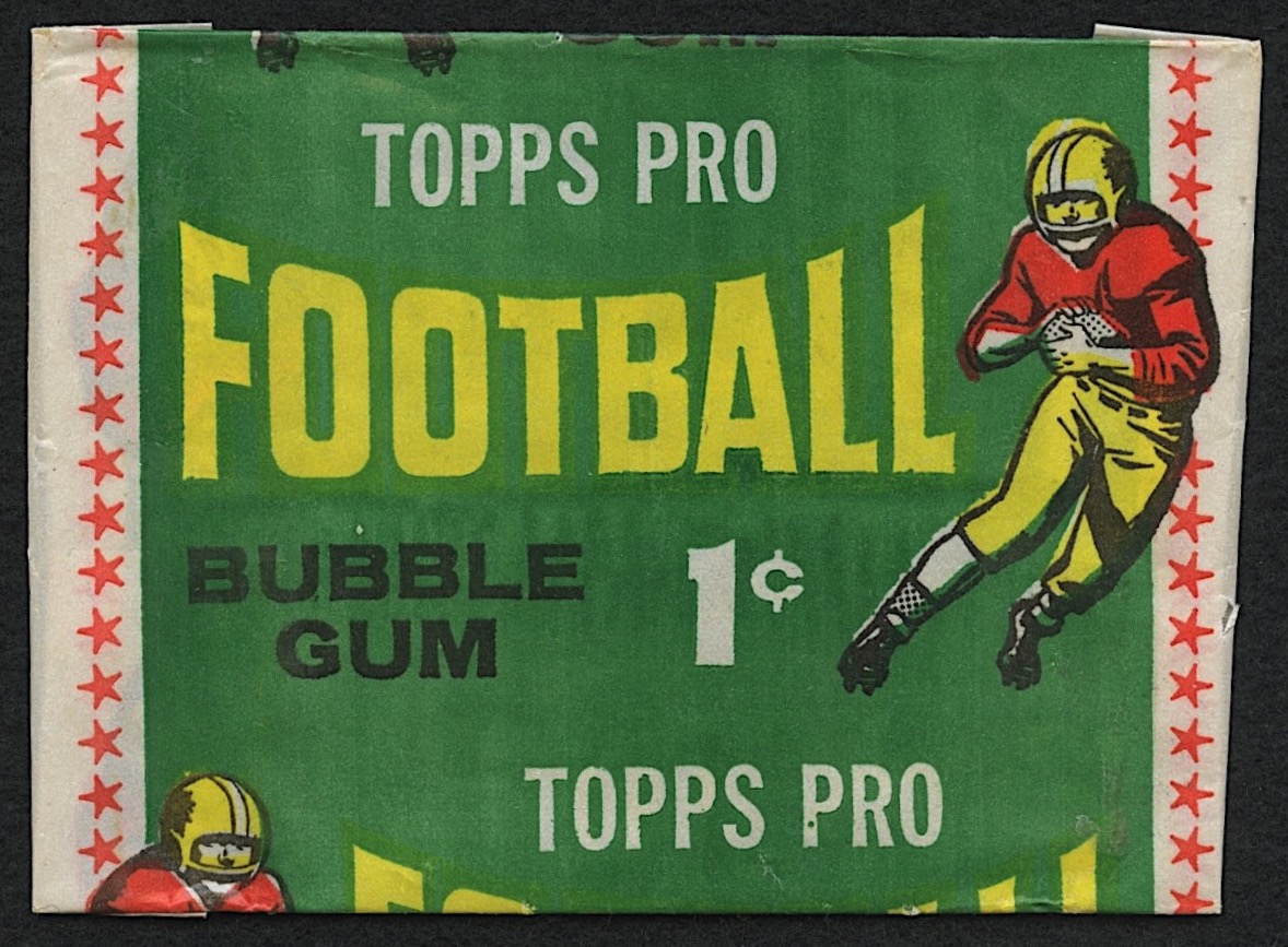 1964 Topps 1 Cent Football Wax Pack Wrapper at PristineAuction.com 1964 Topps 1 Cent Football Wax Pack Wrapper at PristineAuction.com