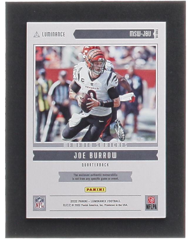 Joe Burrow 2022 Panini Luminance Memento Swatches #1 at PristineAuction.com Joe Burrow 2022 Panini Luminance Memento Swatches #1 at PristineAuction.com
