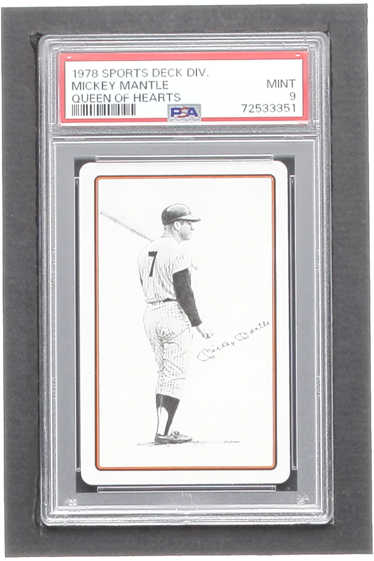 Mickey Mantle 1978 Sports Deck Queen of Hearts (PSA 9) at PristineAuction.com Mickey Mantle 1978 Sports Deck Queen of Hearts (PSA 9) at PristineAuction.com