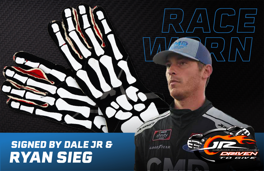 Ryan Sieg 2023 Bristol Race Worn & Signed Gloves | Also Signed by Dale Earnhardt Jr. (Driven to Give Event) at PristineAuction.com Ryan Sieg 2023 Bristol Race Worn & Signed Gloves | Also Signed by Dale Earnhardt Jr. (Driven to Give Event) at PristineAuction.com