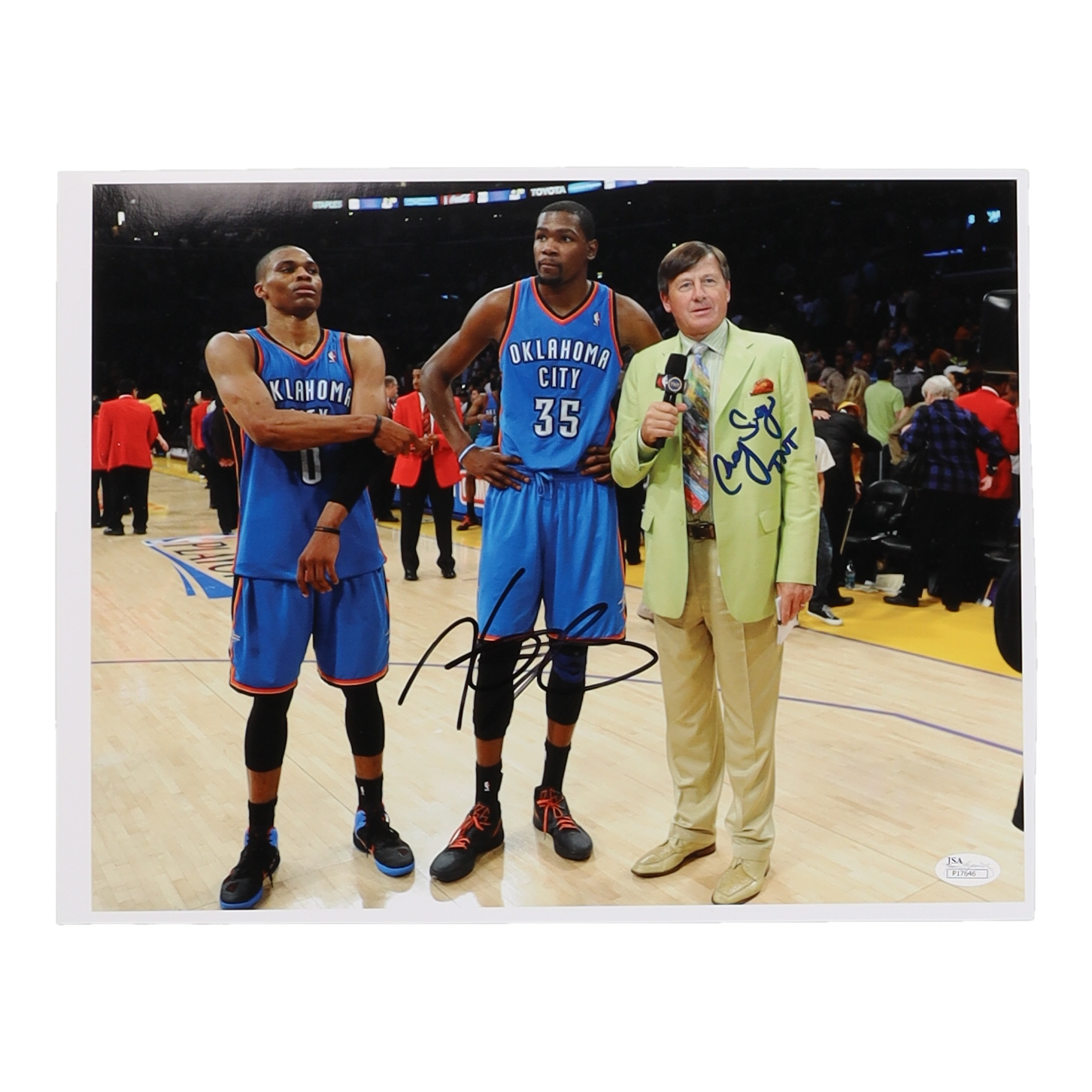 Kevin Durant & Craig Sager Signed Thunder 11x14 Photo Inscribed "TNT" (JSA) at PristineAuction.com Kevin Durant & Craig Sager Signed Thunder 11x14 Photo Inscribed "TNT" (JSA) at PristineAuction.com