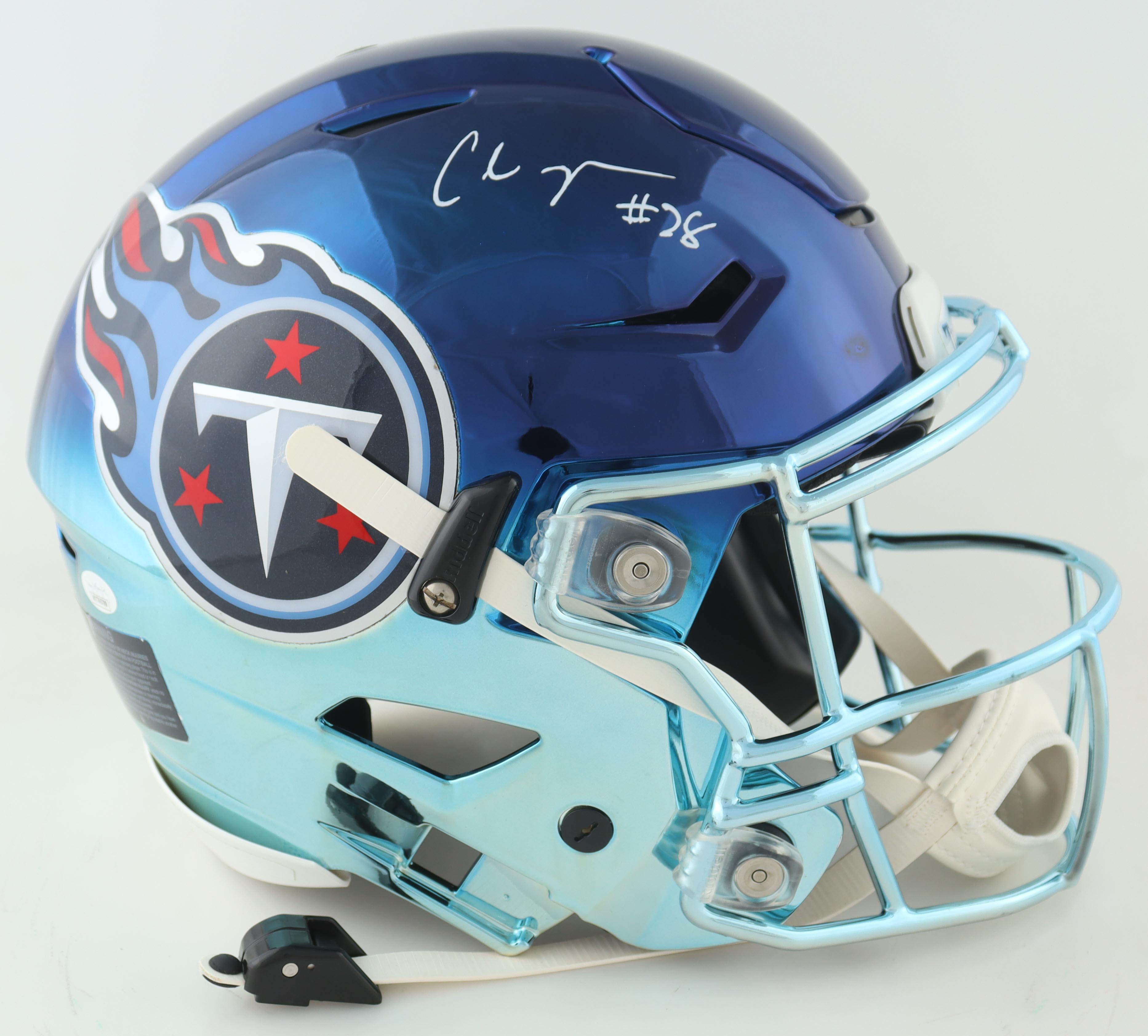 Chris Johnson Signed Titans Full-Size Authentic On-Field Chrome SpeedFlex Helmet (JSA) at PristineAuction.com Chris Johnson Signed Titans Full-Size Authentic On-Field Chrome SpeedFlex Helmet (JSA) at PristineAuction.com