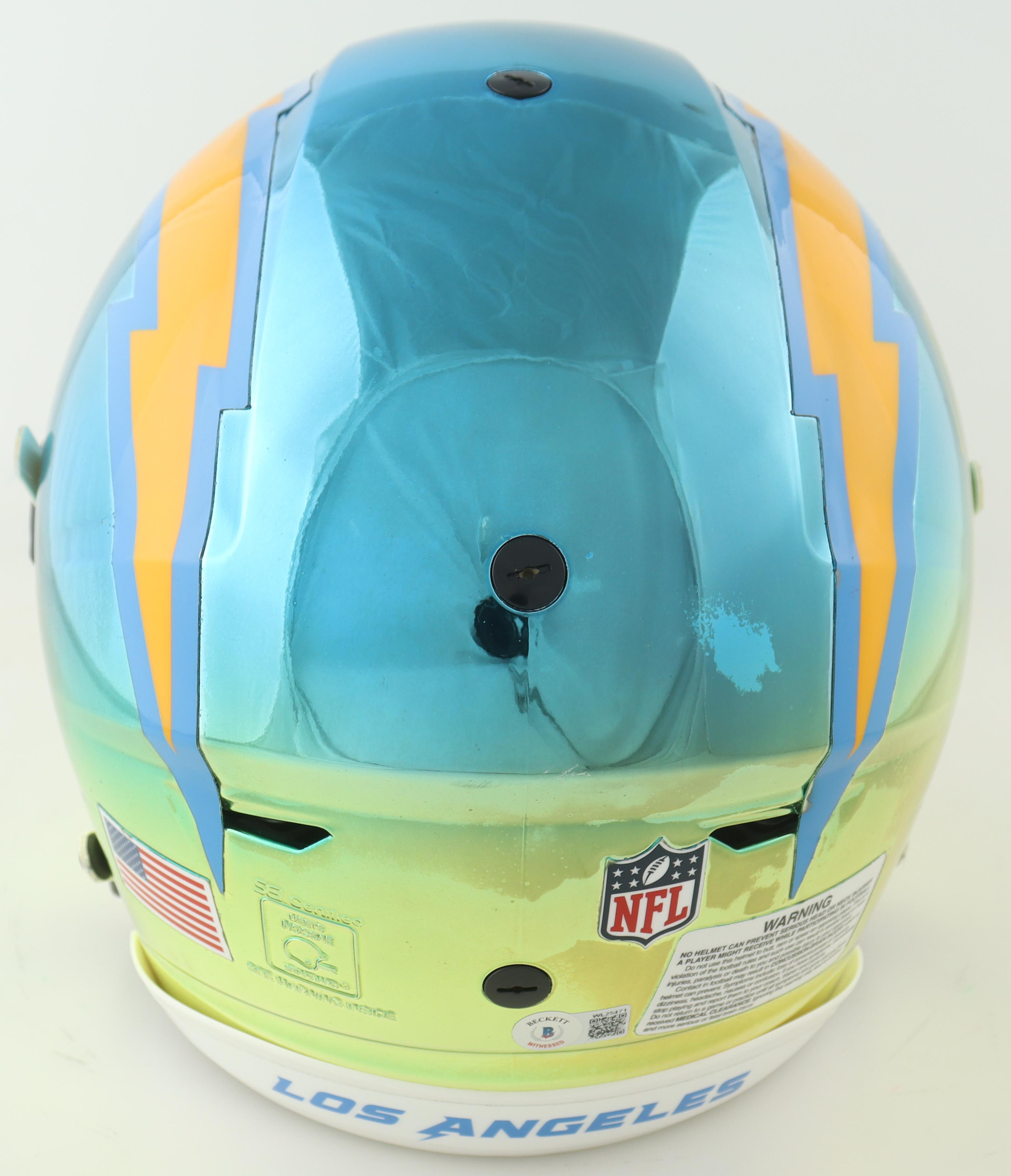 Justin Herbert Signed Chargers Full-Size Authentic Chrome On-Field SpeedFlex Helmet (Beckett) at PristineAuction.com Justin Herbert Signed Chargers Full-Size Authentic Chrome On-Field SpeedFlex Helmet (Beckett) at PristineAuction.com