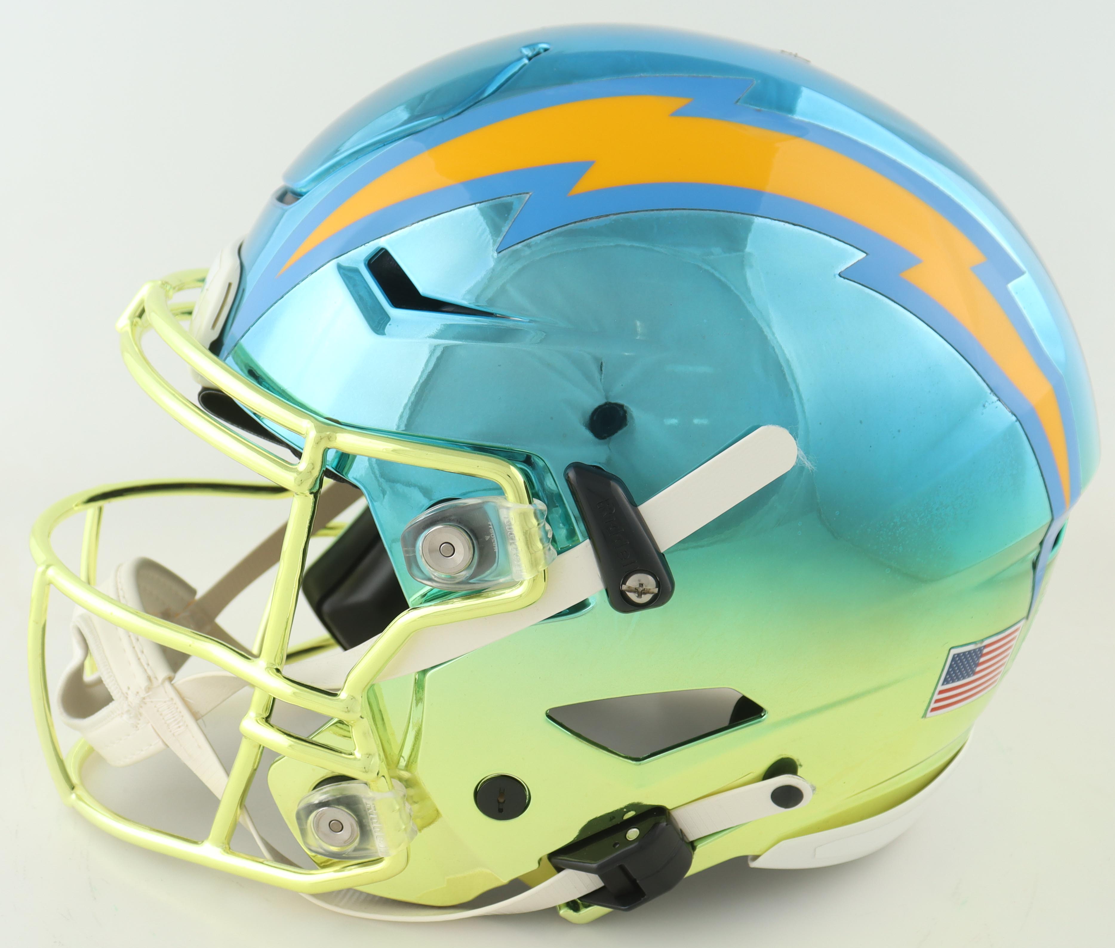 Justin Herbert Signed Chargers Full-Size Authentic Chrome On-Field SpeedFlex Helmet (Beckett) at PristineAuction.com Justin Herbert Signed Chargers Full-Size Authentic Chrome On-Field SpeedFlex Helmet (Beckett) at PristineAuction.com